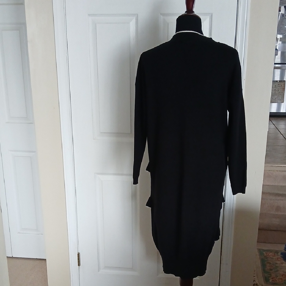Chic Black Ruffle Long Sleeve Knit Dress - Picture 8 of 11